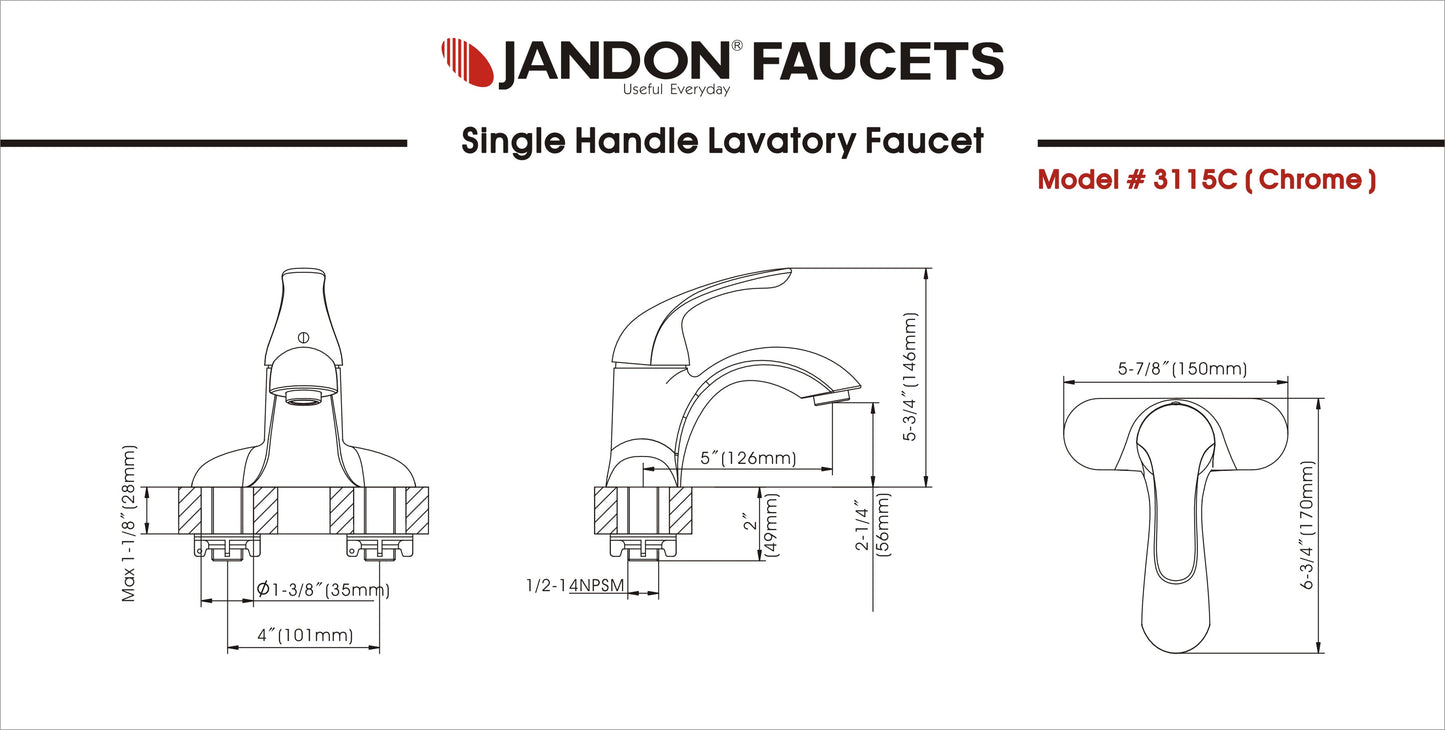 3115 • Single Handle Lavatory Faucet