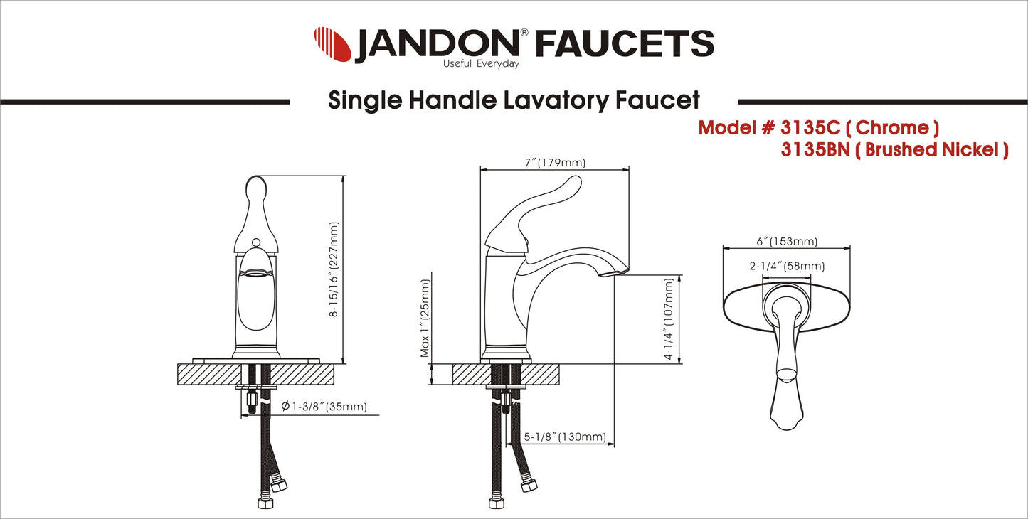 3135 • Single Handle Lavatory Faucet