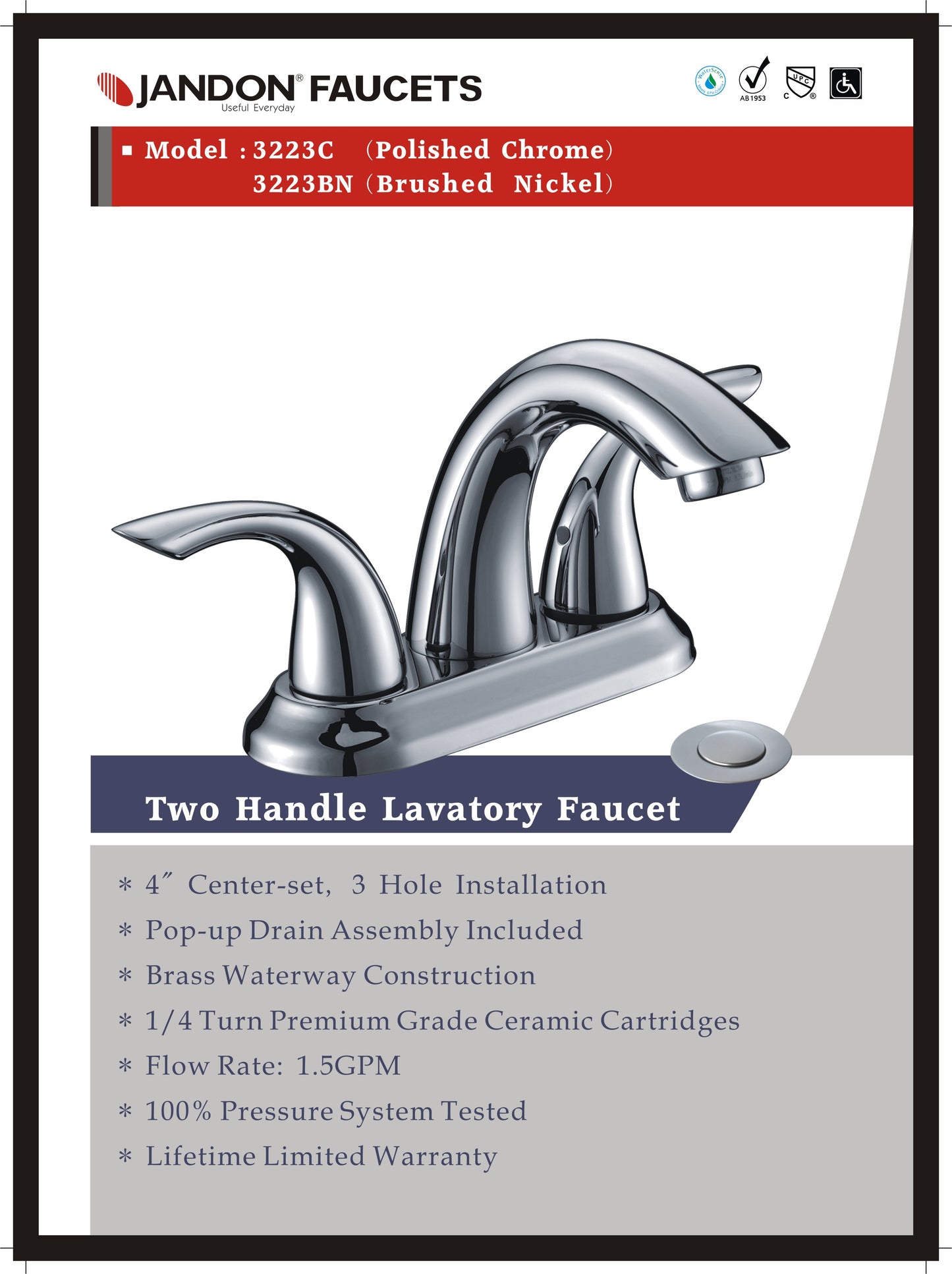3223 • Two Handle Lavatory Faucet