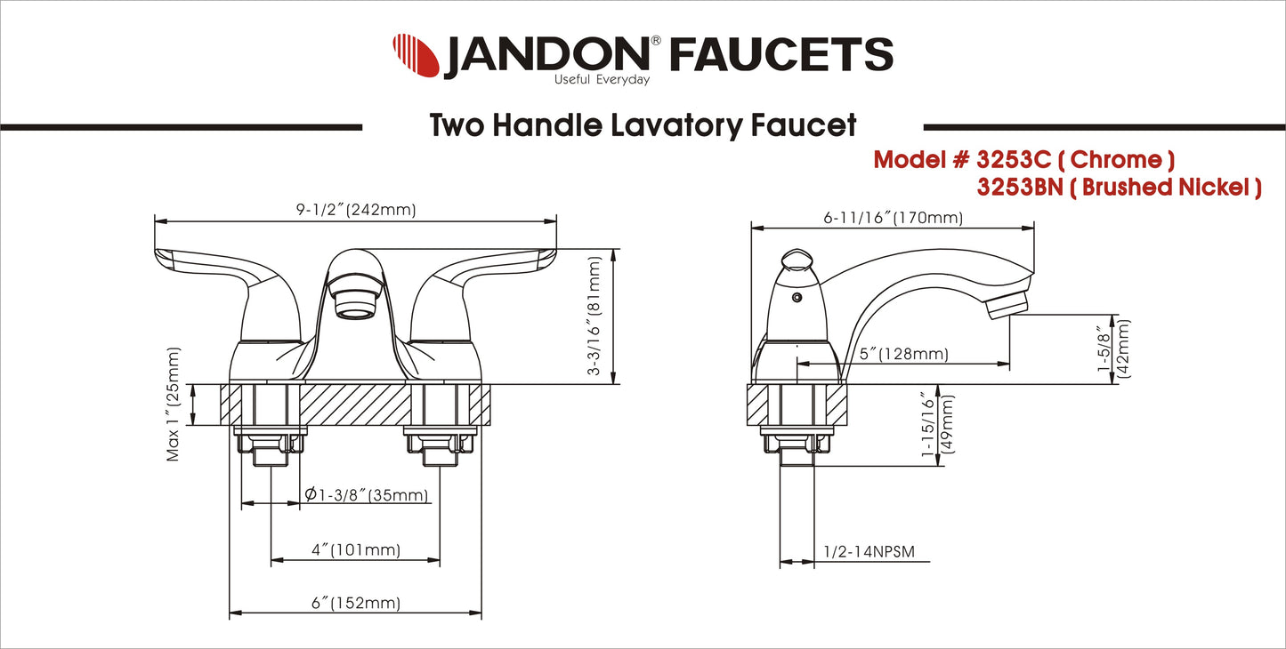 3253 • Two Handle Lavatory Faucet