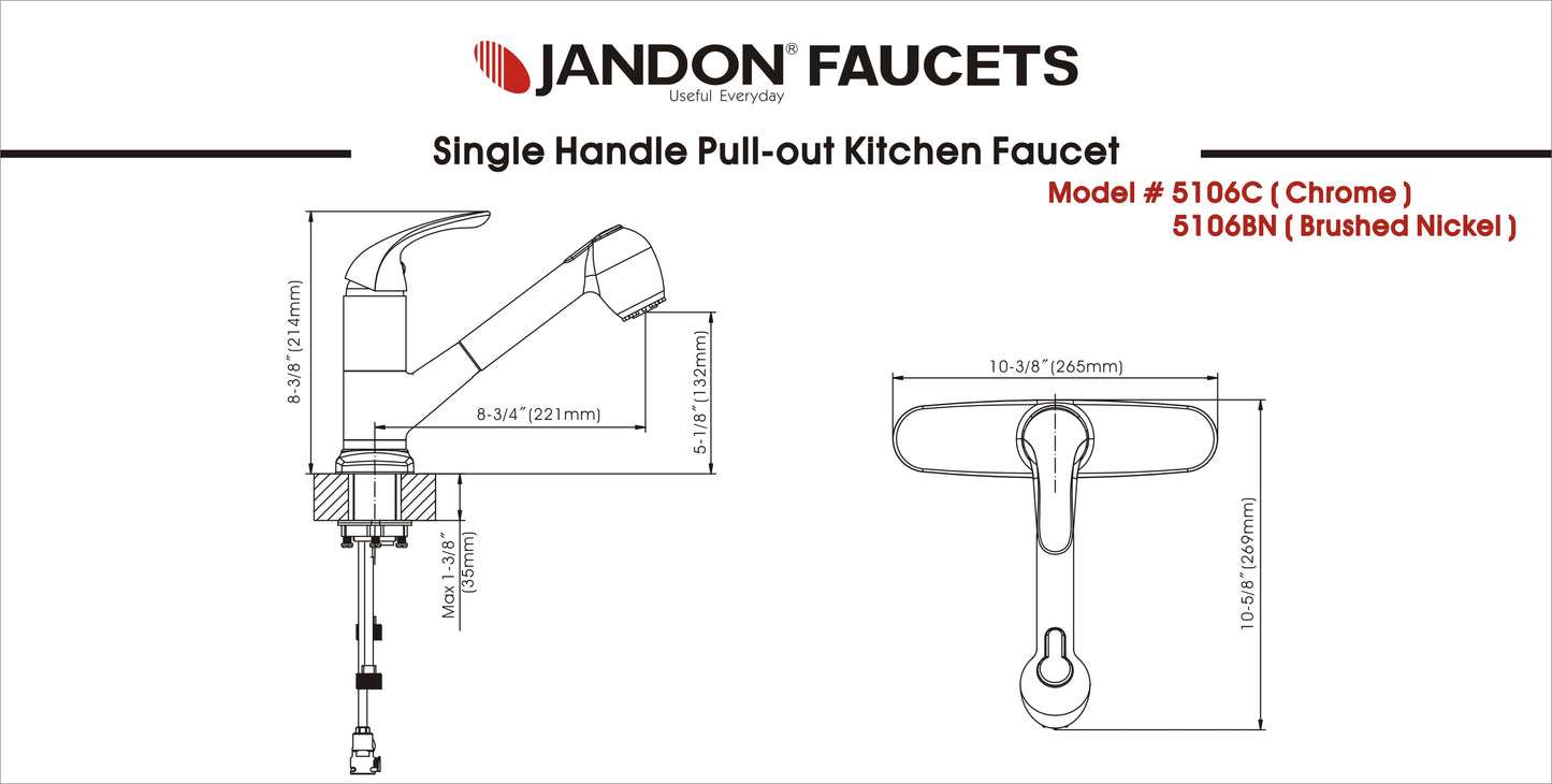 5106 • Single Handle Pull-out Kitchen Faucet
