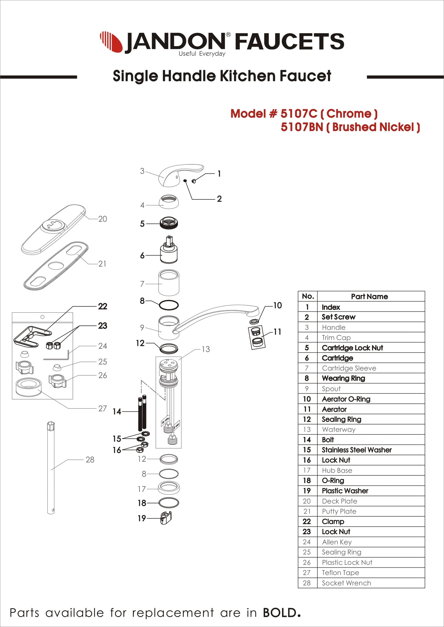 5107C • Single Handle Kitchen Faucet