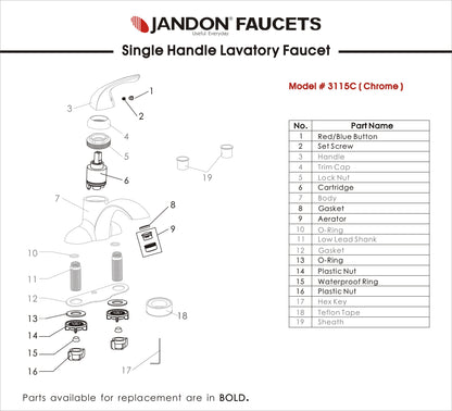 3115 • Single Handle Lavatory Faucet