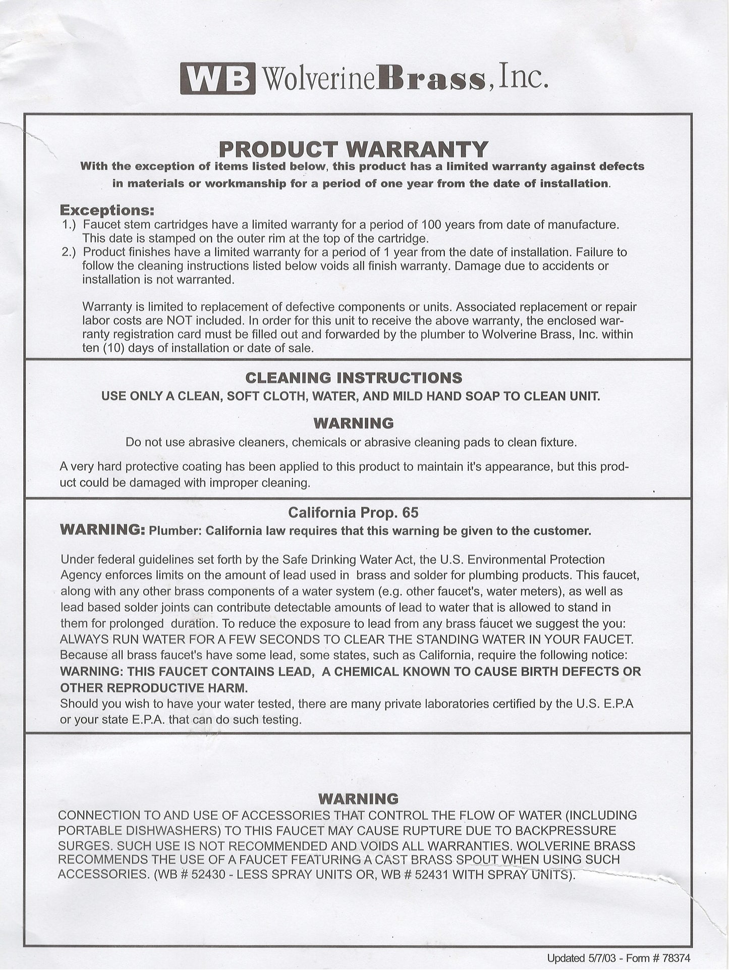 85021 Single Handle Kitchen Faucet with Side Spray Chrome [OPEN BOX UNUSED]